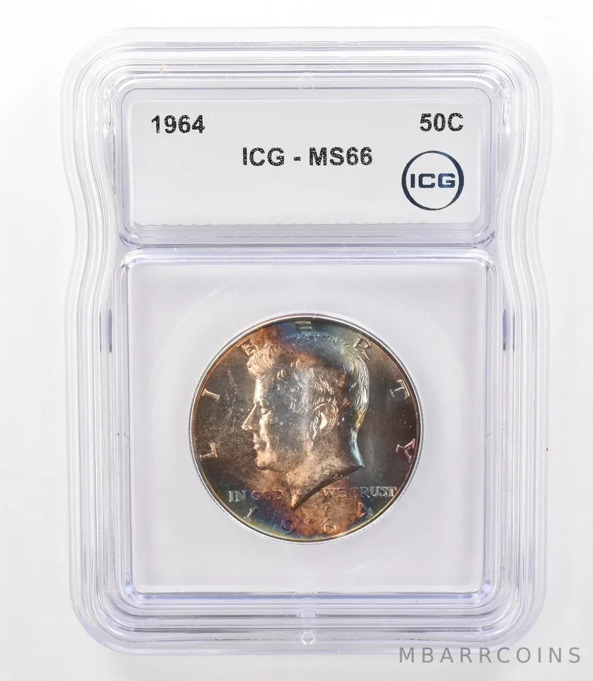 1964 Kennedy Half Dollar MS66 ICG Rainbow Tone *3154