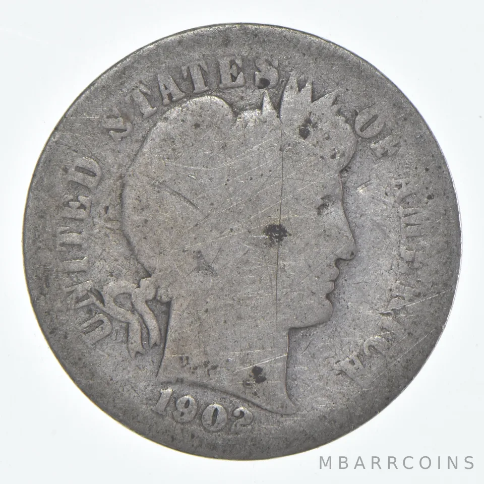 1902-S Barber Dime 90% Silver Average Circ