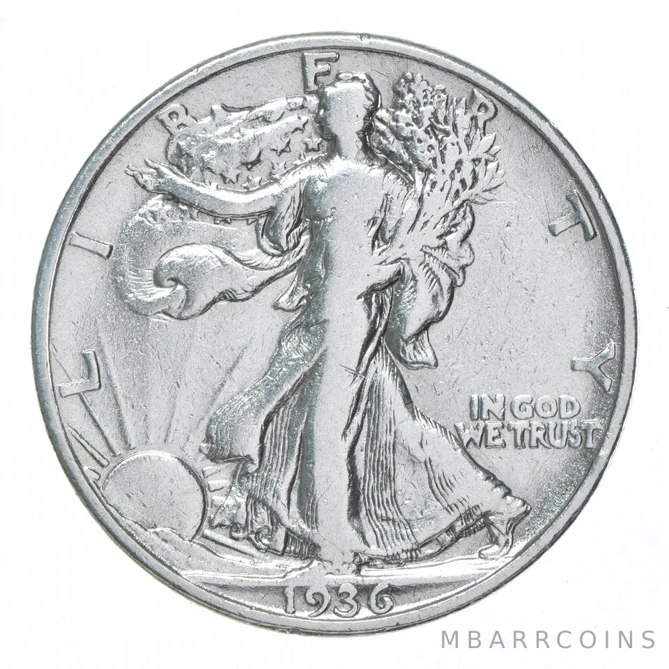 XF/AU 1936-D Walking Liberty Half Dollar Polished 90% Silver