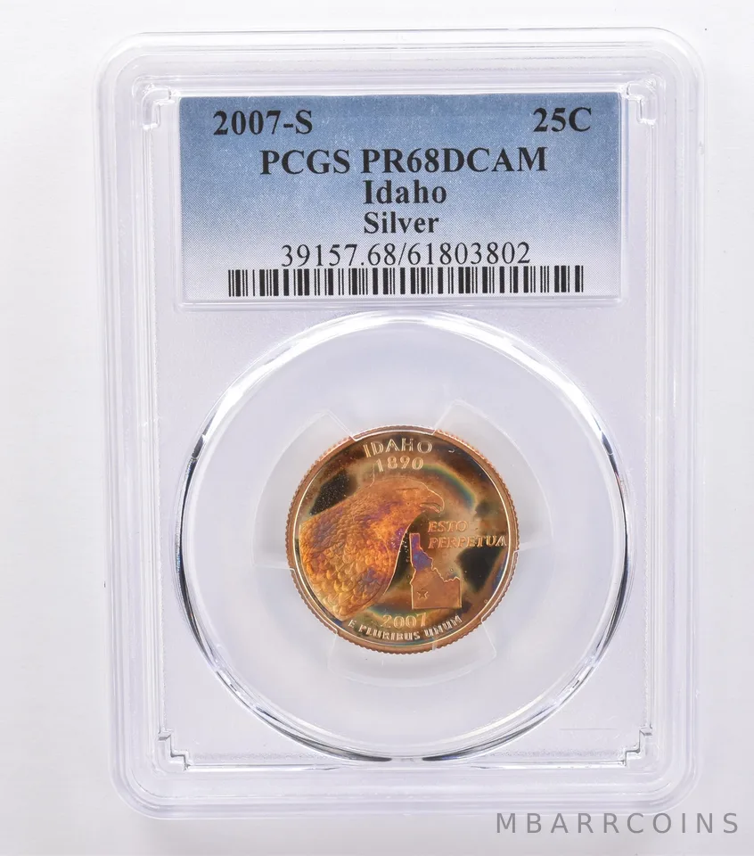 2007-S Washington State Quarter Idaho Silver PR68 DCAM PCGS Beautiful Tone *8755