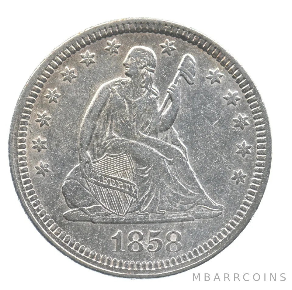 1858 Seated Liberty Quarter *7668