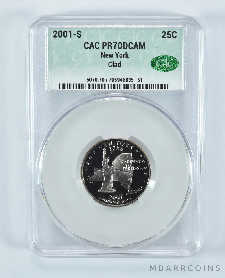2001-S Washington State Quarter New York CLAD PR70 DCAM CAC CACg