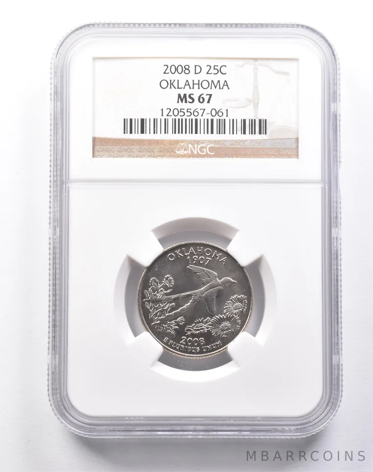 MS67 2008-D Washington State Quarter Oklahoma NGC *6176