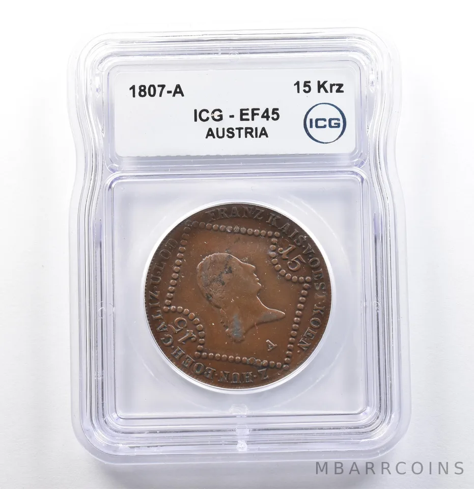 1807 A Austria 15 Kreuzer EF45 ICG *9943