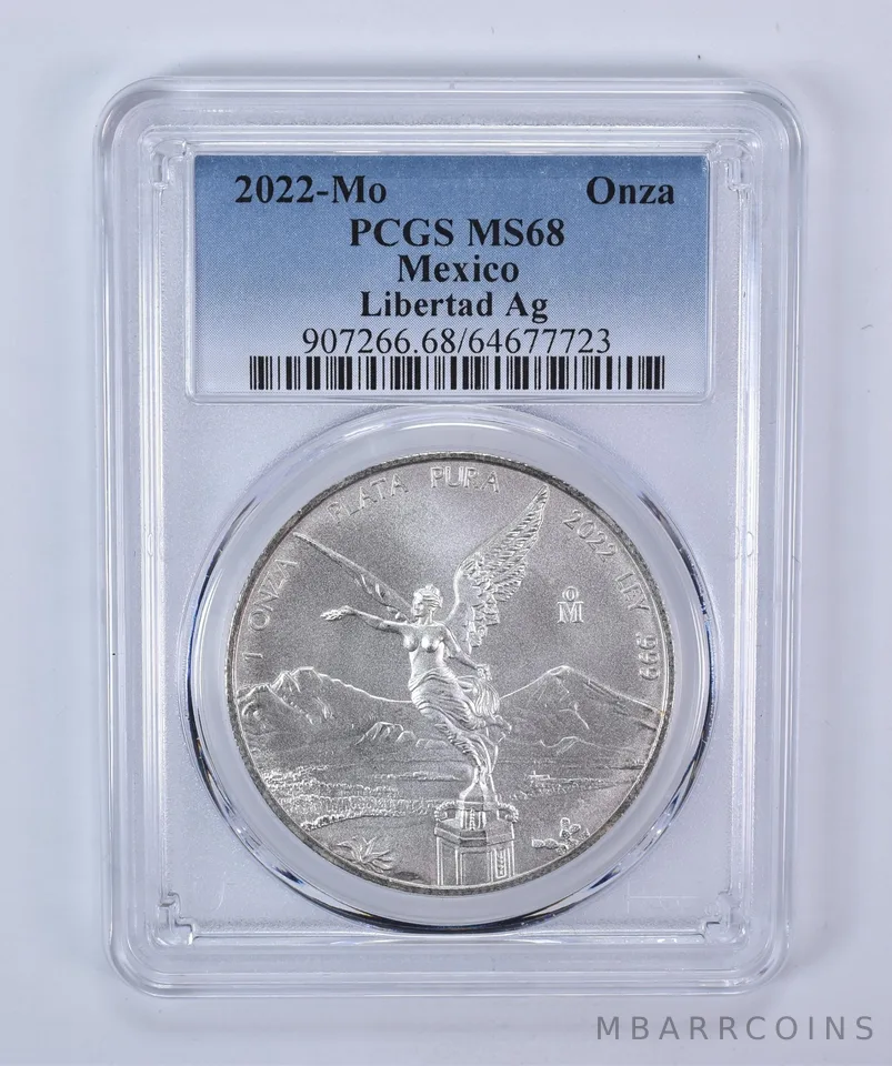 2022 Mo Mexico 1 Onza Silver Libertad MS68 PCGS Blue Label