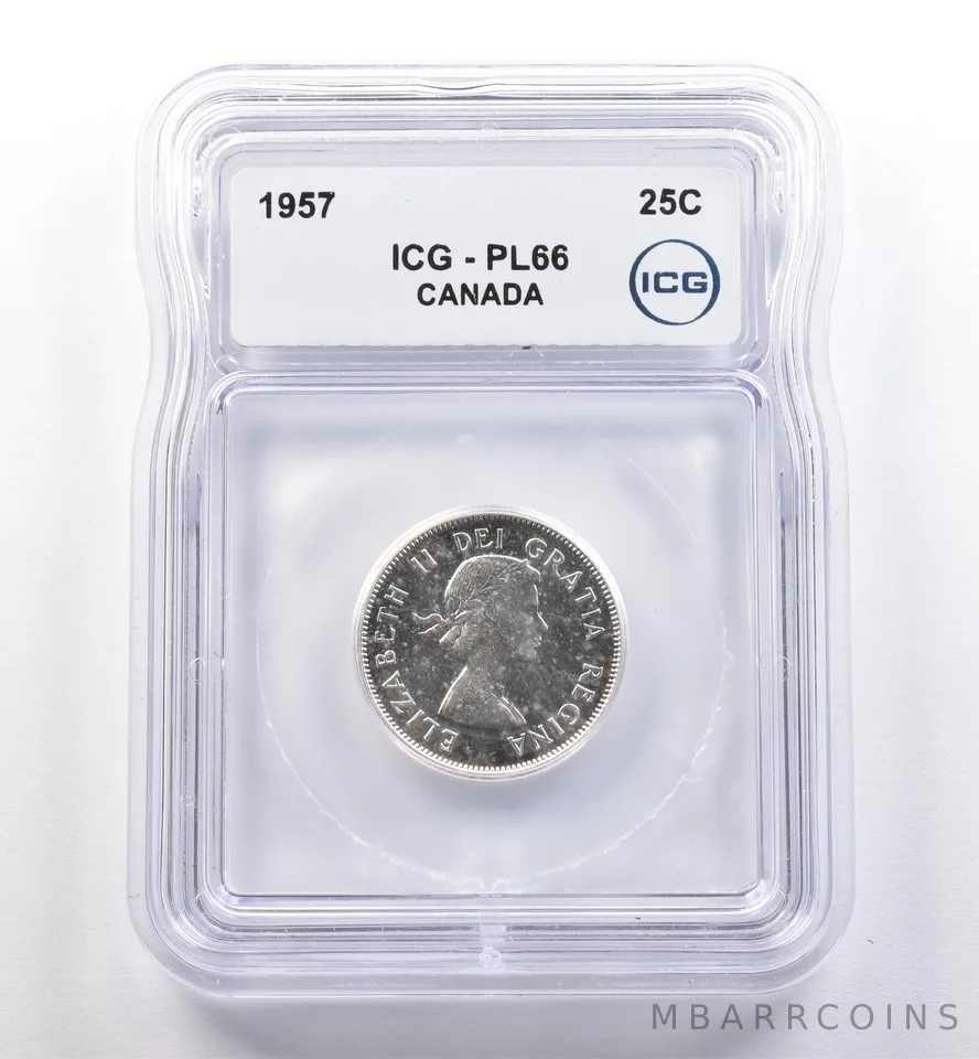 1957 Canada 25 Cents PL66 ICG *0242