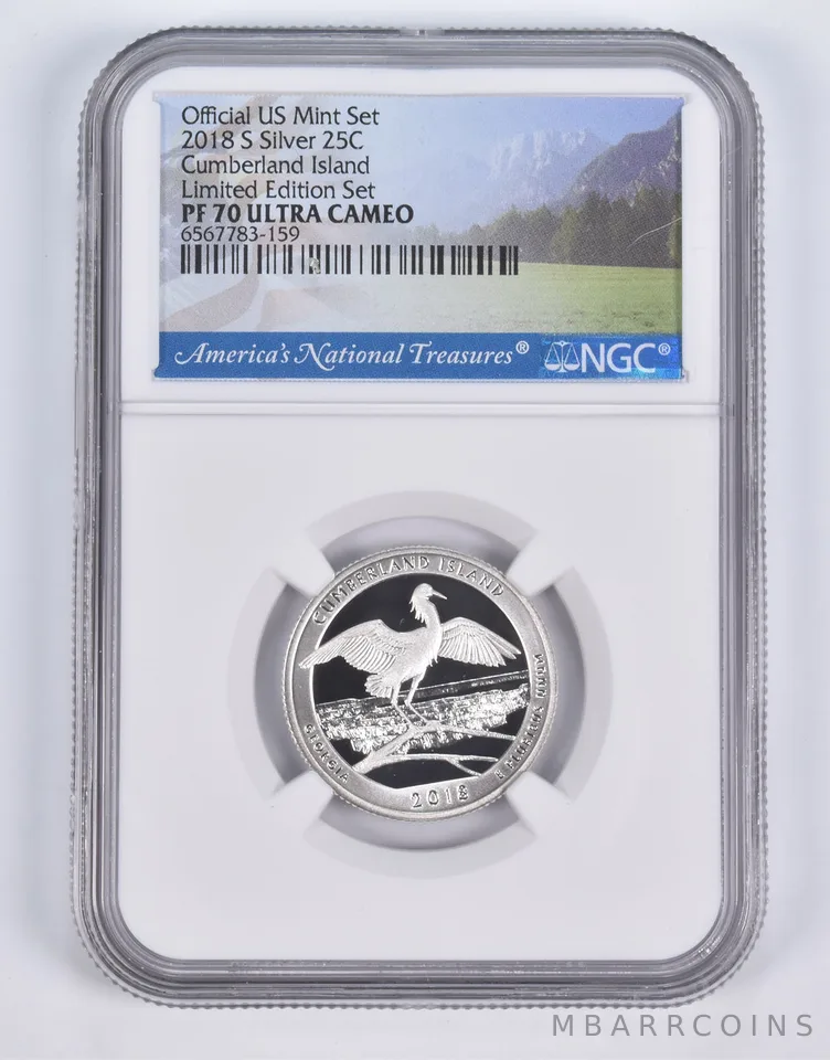 2018-S Silver PF70 ANT Cumberland Islands Quarter Limited Edition NGC