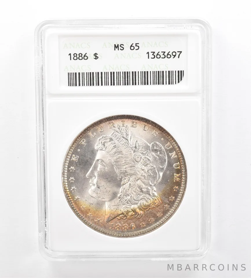1886 Morgan Silver Dollar MS65 ANACS Beautiful Tone *7297