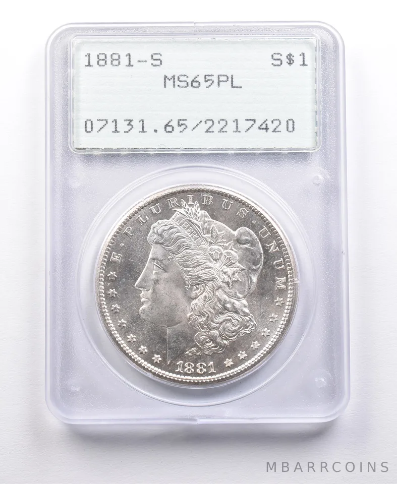 1881-S Morgan Silver Dollar MS65 PL PCGS Rattler a4649