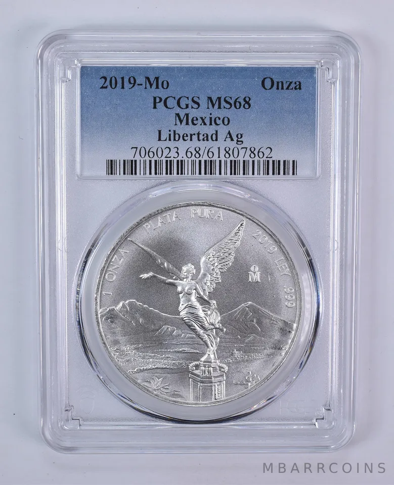 2019 Mo Mexico 1 Onza Silver Libertad MS68 PCGS Blue Label
