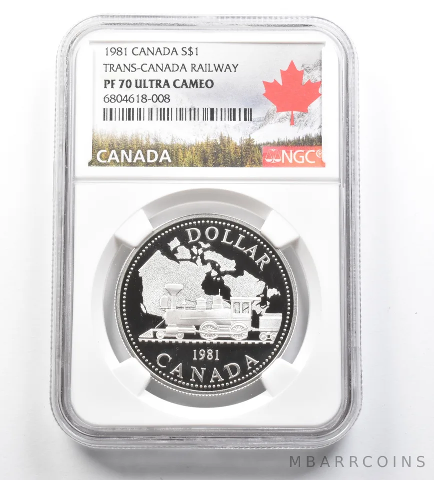 PF70 UCAM 1981 Canada 1 Dollar Silver Trans-Canada Railway NGC *1165