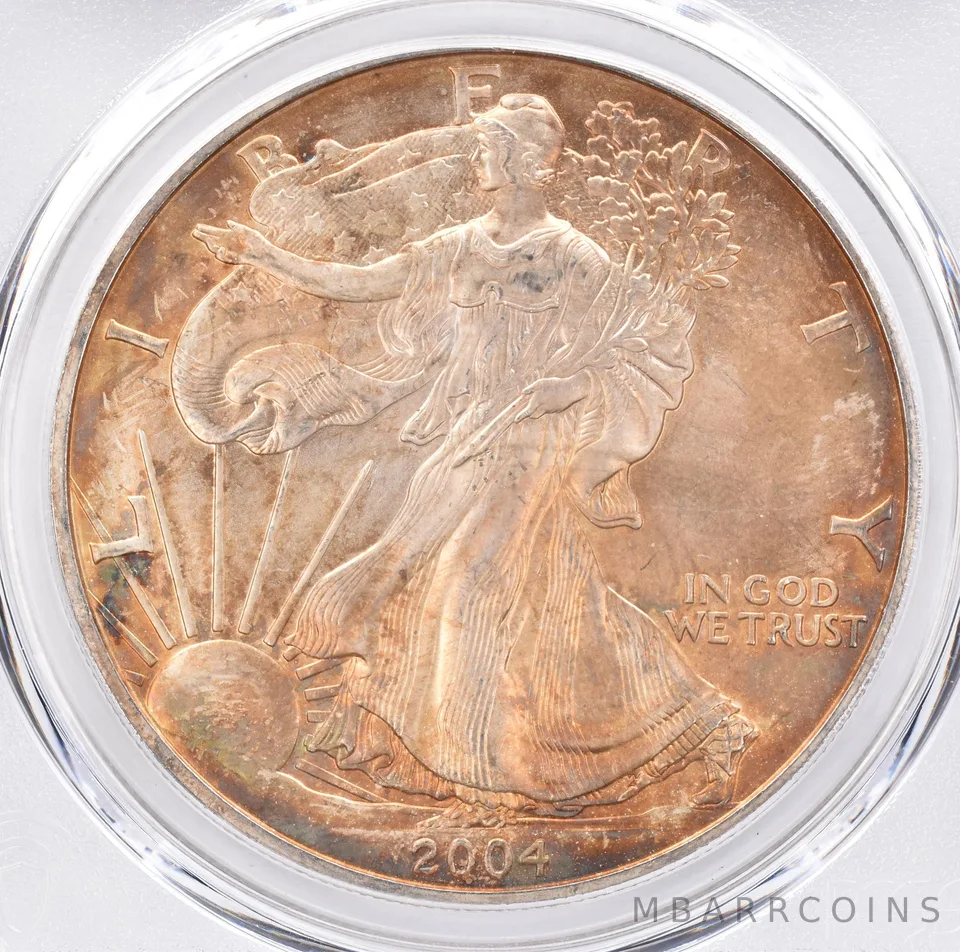 2004 American Silver Eagle MS64 PCGS Beautiful Tone *1491