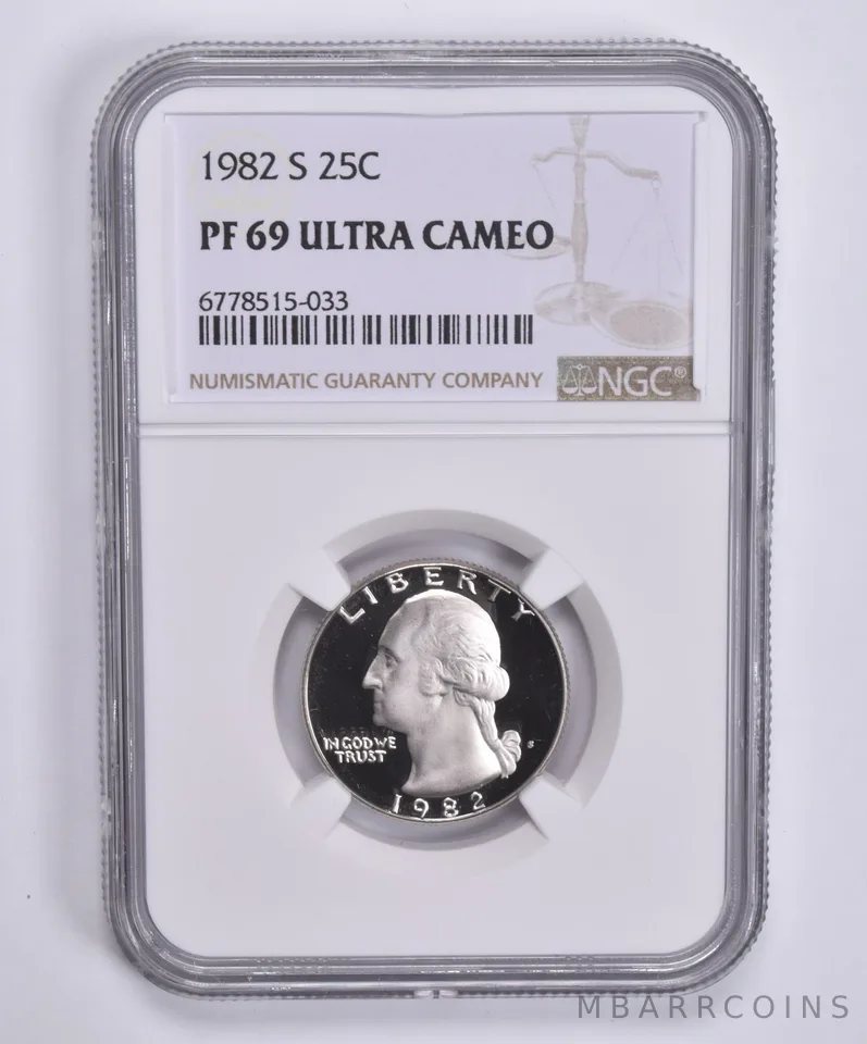 1982-S Washington Quarter PF69 UCam NGC Brown Lbl