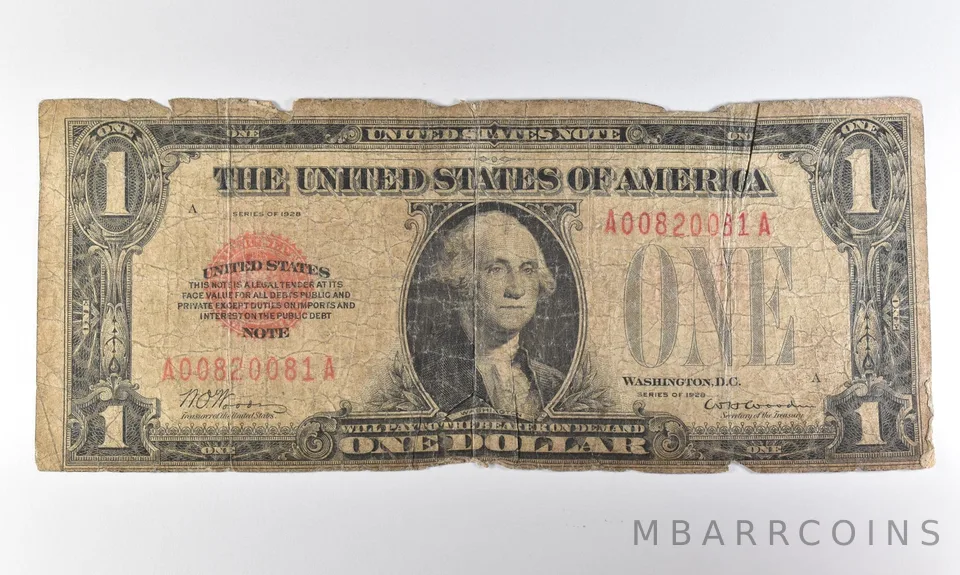 1928 $1 US Legal Tender Note Red Seal *8291