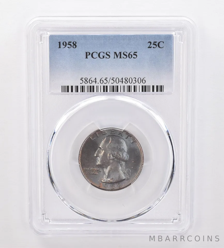 1958 Washington Quarter MS65 PCGS Beautiful Tone *0066