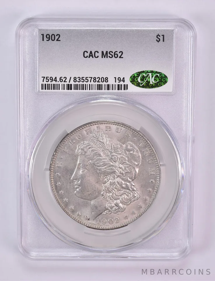 1902 Morgan Silver Dollar MS62 CAC CACg