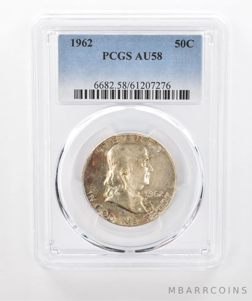1962 Franklin Half Dollar AU58 PCGS Beautiful Tone *1453