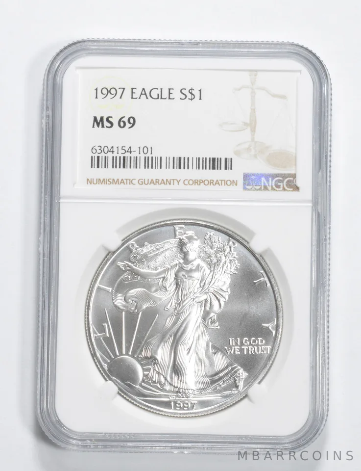 1997 American Silver Eagle MS69 NGC Brown Label