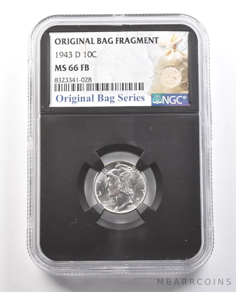 1943-D Mercury Dime Original Bag Fragment MS66 FB NGC *6136