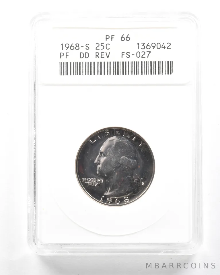 1968-S Washington Quarter DDR FS-027 PF66 ANACS a2022