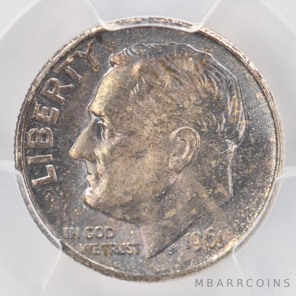 1961 Roosevelt Dime MS64 PCGS Beautiful Tone *0786