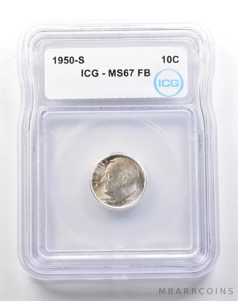 1950-S Roosevelt Dime MS67 FB ICG a1797