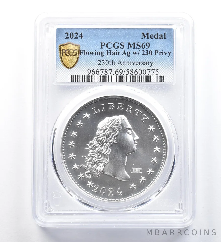 2024 Flowing Hair Silver Medal 230th Anniversary Privy MS69 PCGS *1168