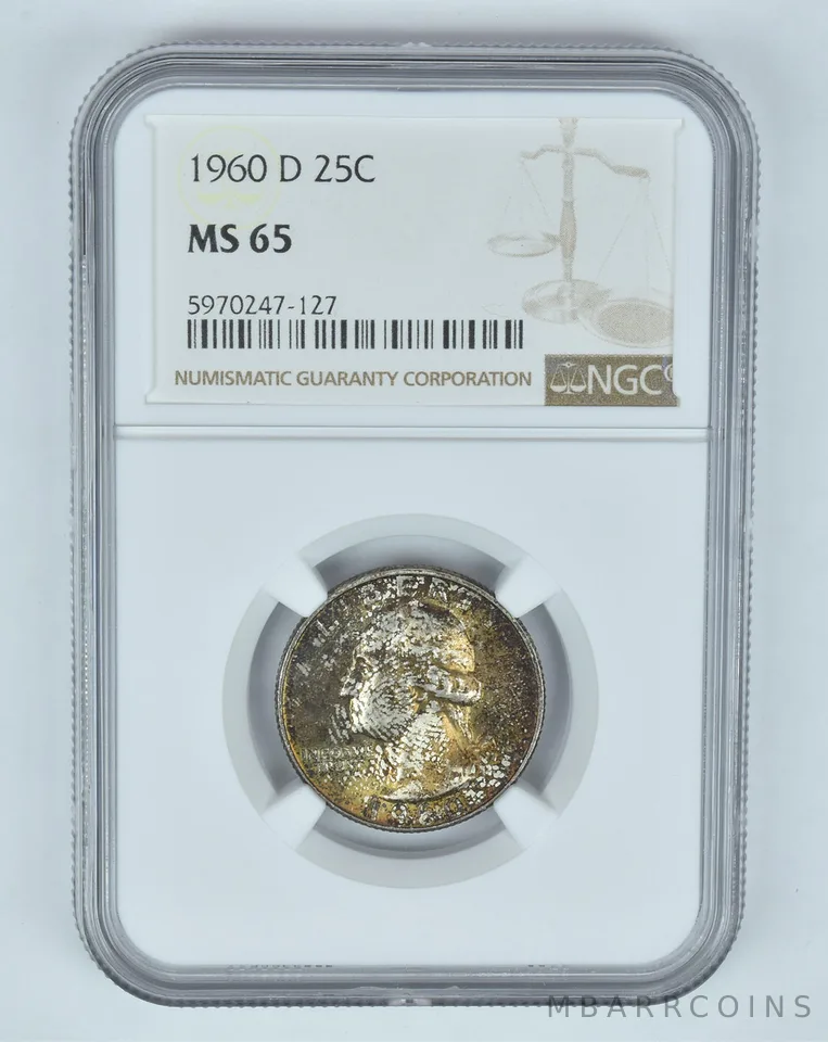 MS65 1960-D Washington Quarter - Graded NGC Toned! a8952