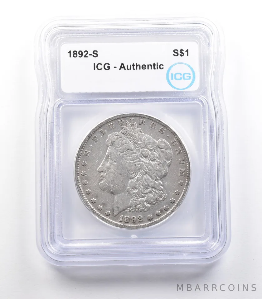 1892-S Morgan Silver Dollar Authentic ICG *2398