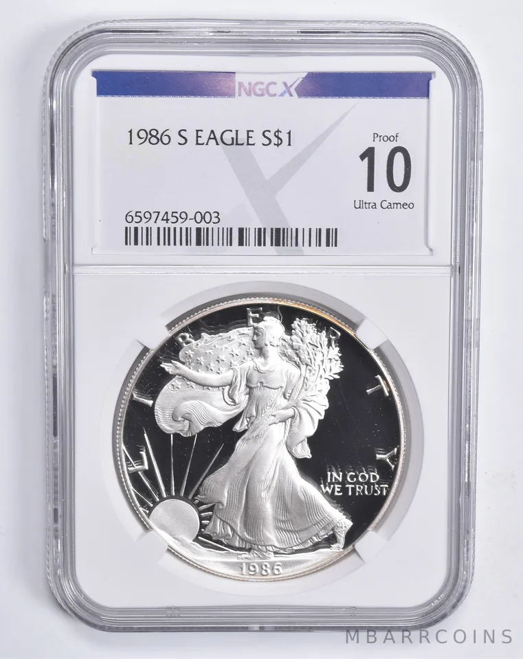 1986-S American Silver Eagle Proof 10 NGC X