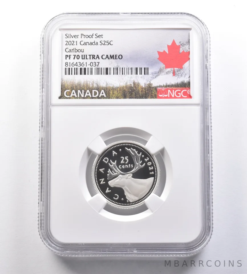2021 Canada 25 Cents Silver Proof Set Caribou PF70 UCAM NGC *7094