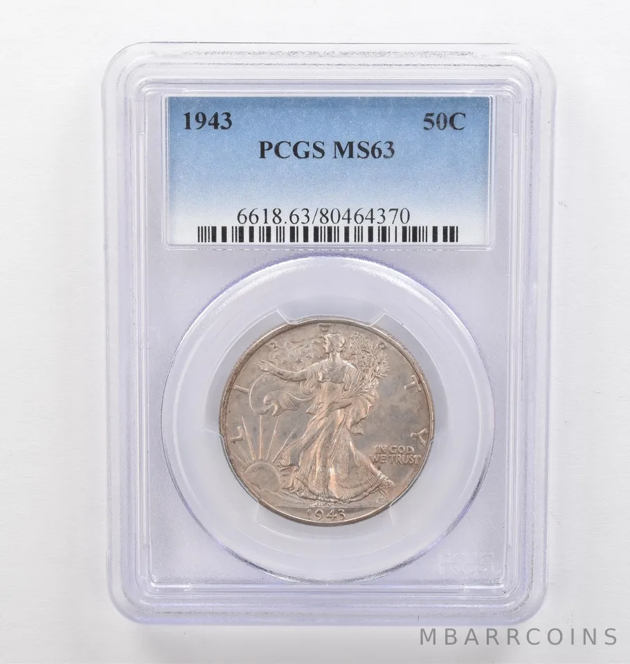 1943 Walking Liberty Half Dollar MS63 PCGS Beautiful Tone *9766