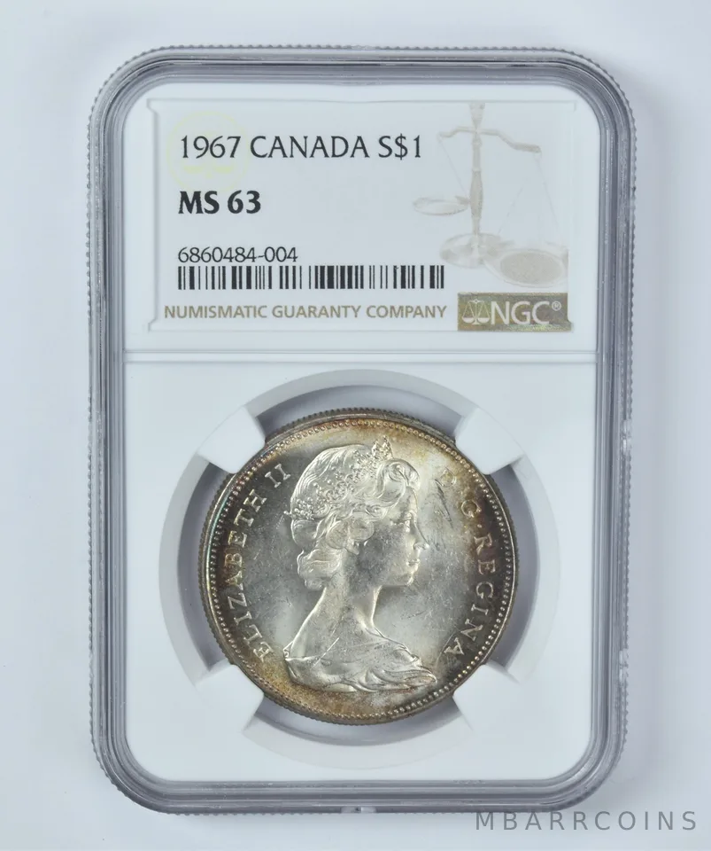 MS63 1967 Canada 1 Dollar Silver NGC Beautifully Toned *3593