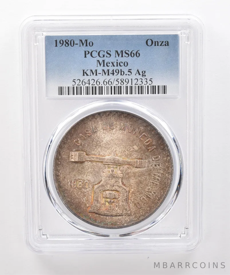 1980 Mo Mexico 1 Onza Silver KM-M49b.5 MS66 PCGS Beautiful Tone *2024