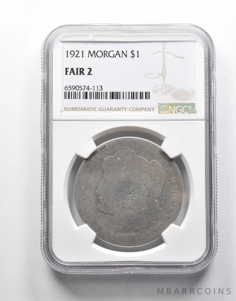 FAIR 2 1921 Morgan Silver Dollar NGC Lowball Low Ball Pocket Piece *9236