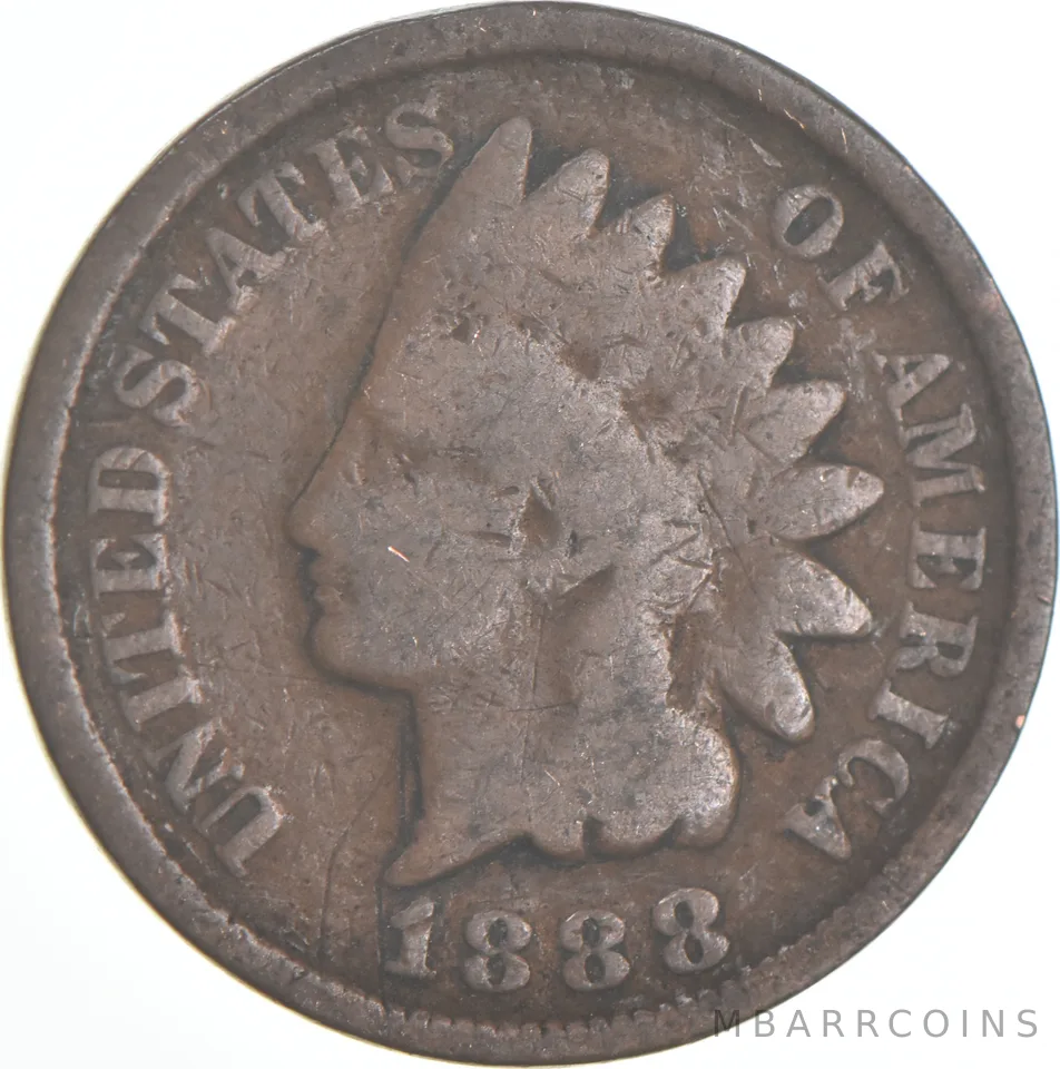 1888 Indian Head Cent AC Average Circ