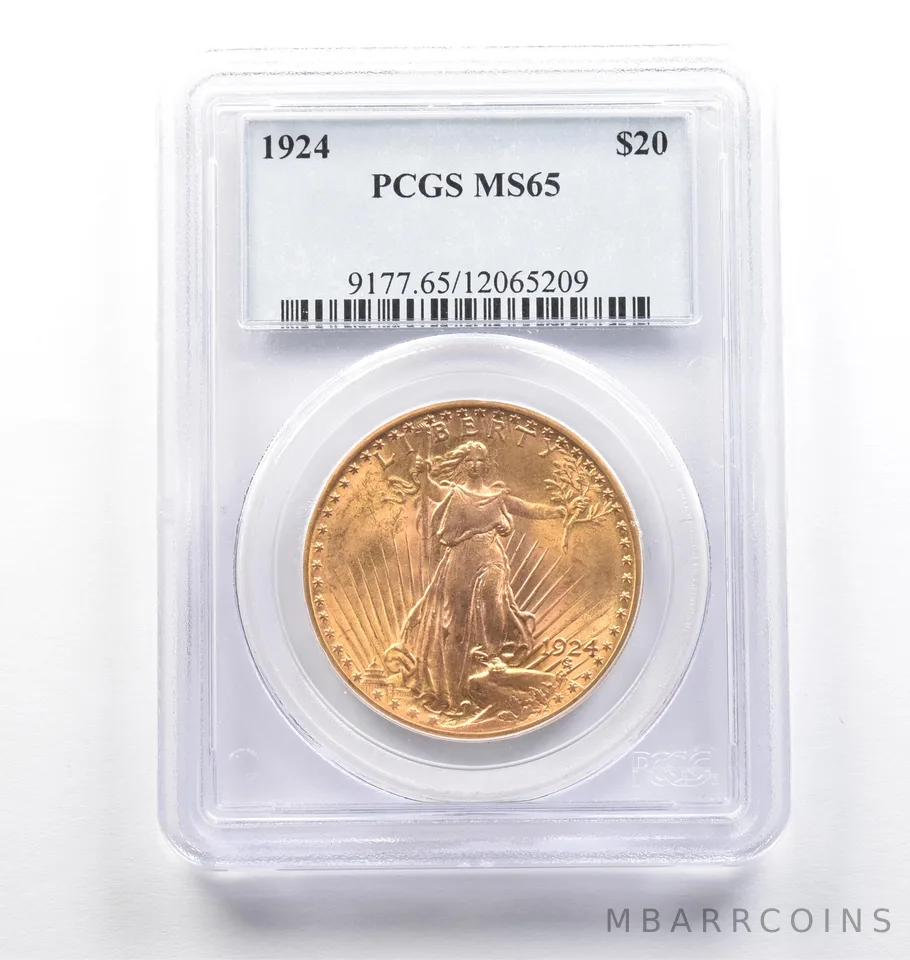 1924 $20 Saint Gaudens Gold Double Eagle MS65 PCGS *6942