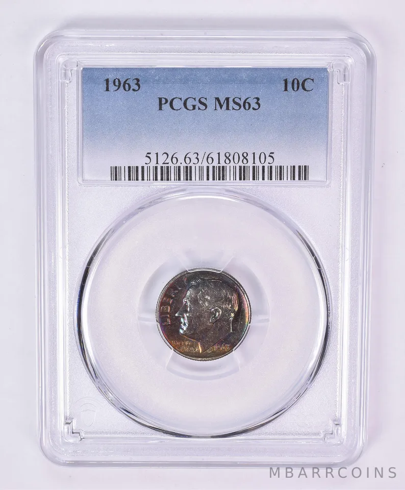 1963 Roosevelt Dime MS63 PCGS Beautiful Tone *1123