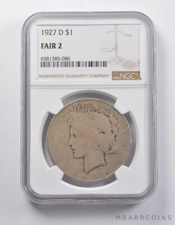 FAIR 2 1927-D Peace Silver Dollar NGC Lowball Low Ball Pocket Piece *7001