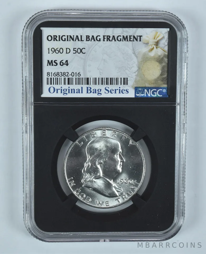1960-D Franklin Half Dollar Original Bag Fragment MS64 NGC