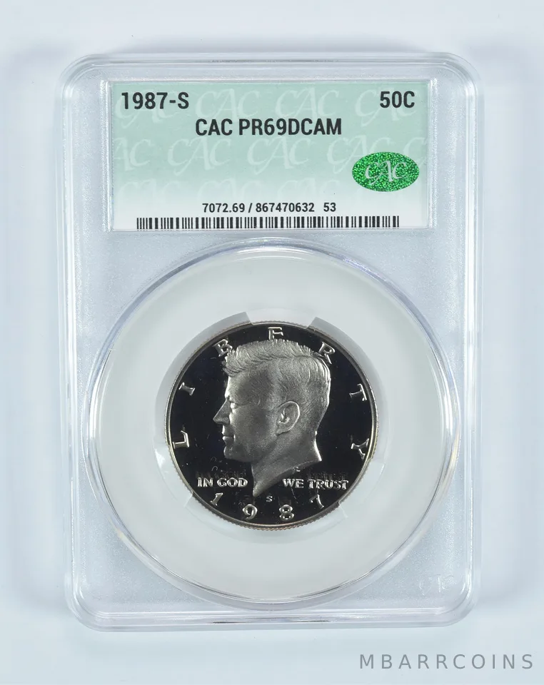 1987-S Kennedy Half Dollar PR69 DCAM CAC CACg