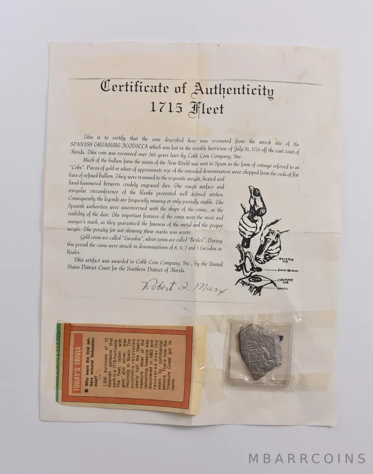 1715 Spain 8 Reales Silver Spanish Treasure Flotilla Shipwreck *3517