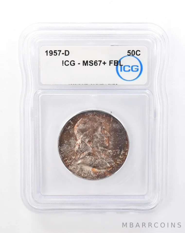 1957-D Franklin Half Dollar MS67+ FBL ICG Beautiful Tone *6736
