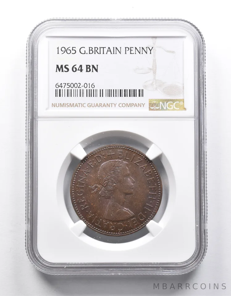 MS64 BN 1965 Great Britain Penny NGC Great Color *9938