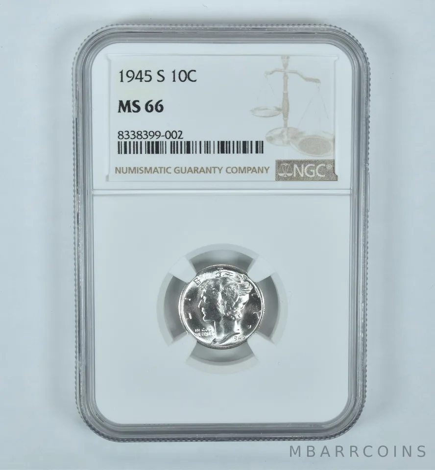 1945-S Mercury Dime MS66 NGC Brown Label