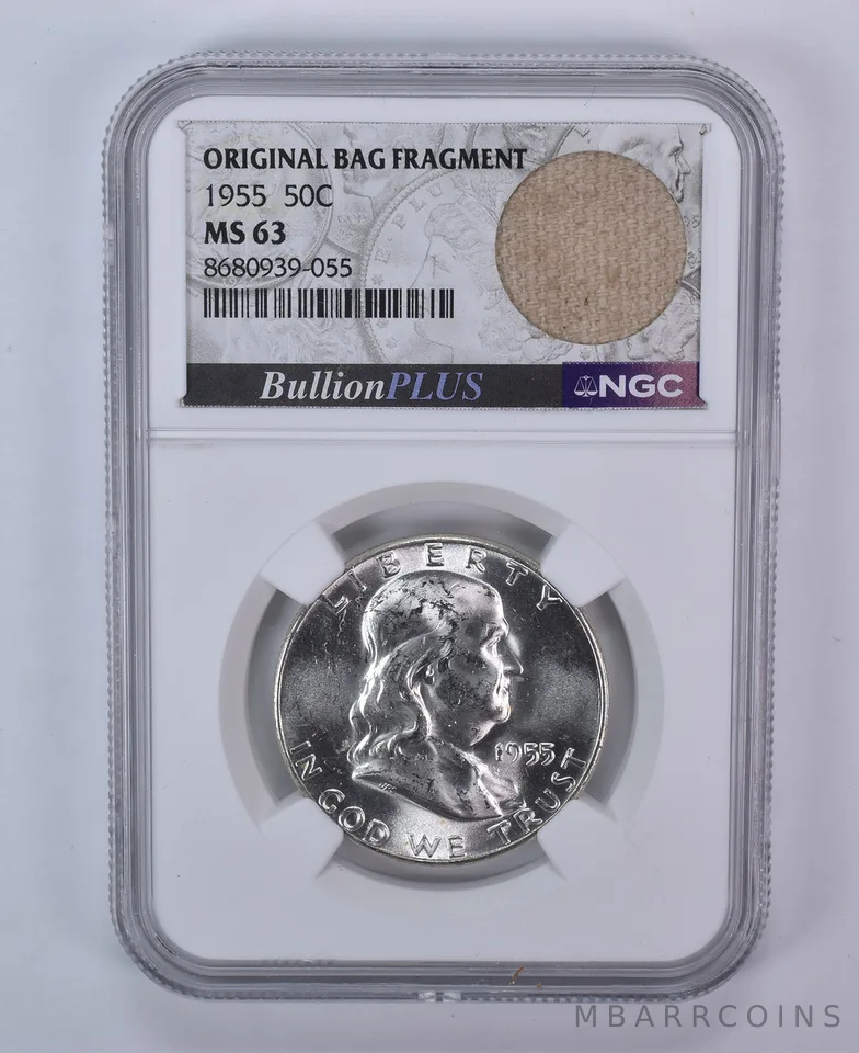 1955 Franklin Half Dollar Original Bag Fragment MS63 NGC