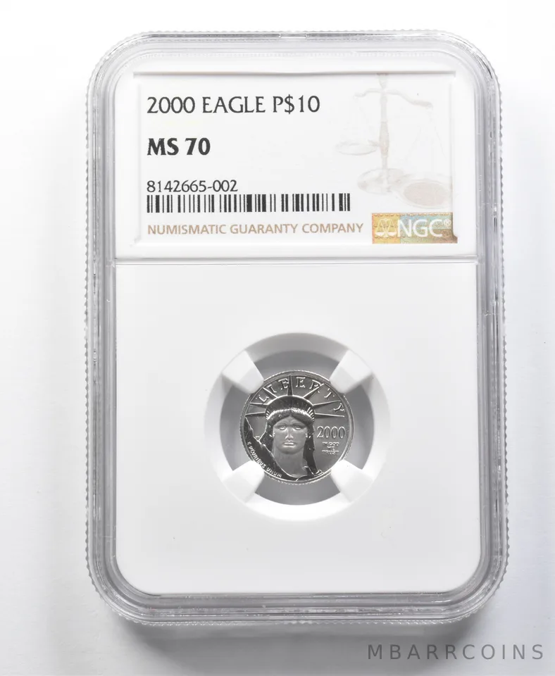 2000 $10 American Platinum Eagle 1/10 Oz Platinum MS70 NGC a8518