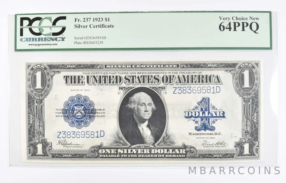 1923 $1 US Silver Certificate FR#237 Graded PCGS 64 PPQ Very Choice New *8076