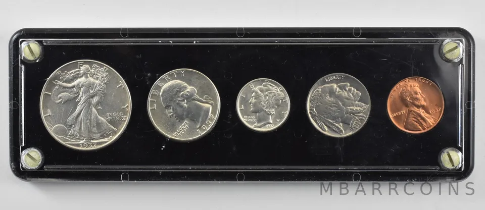 Lot (5) 1937 Half/Quarter/Dime/Nickel/Cent Type Set *4319