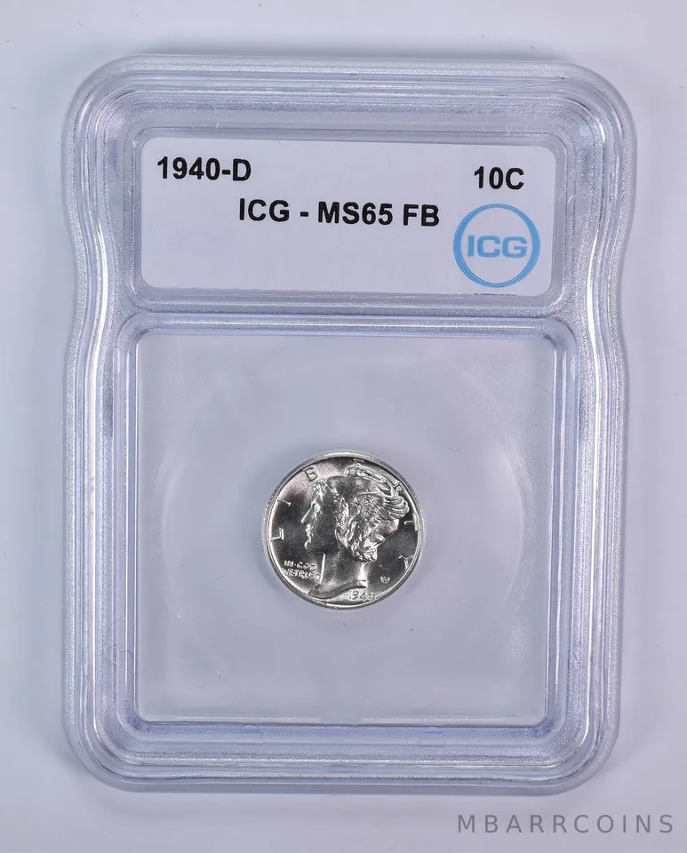 1940-D Mercury Dime MS65 FB ICG
